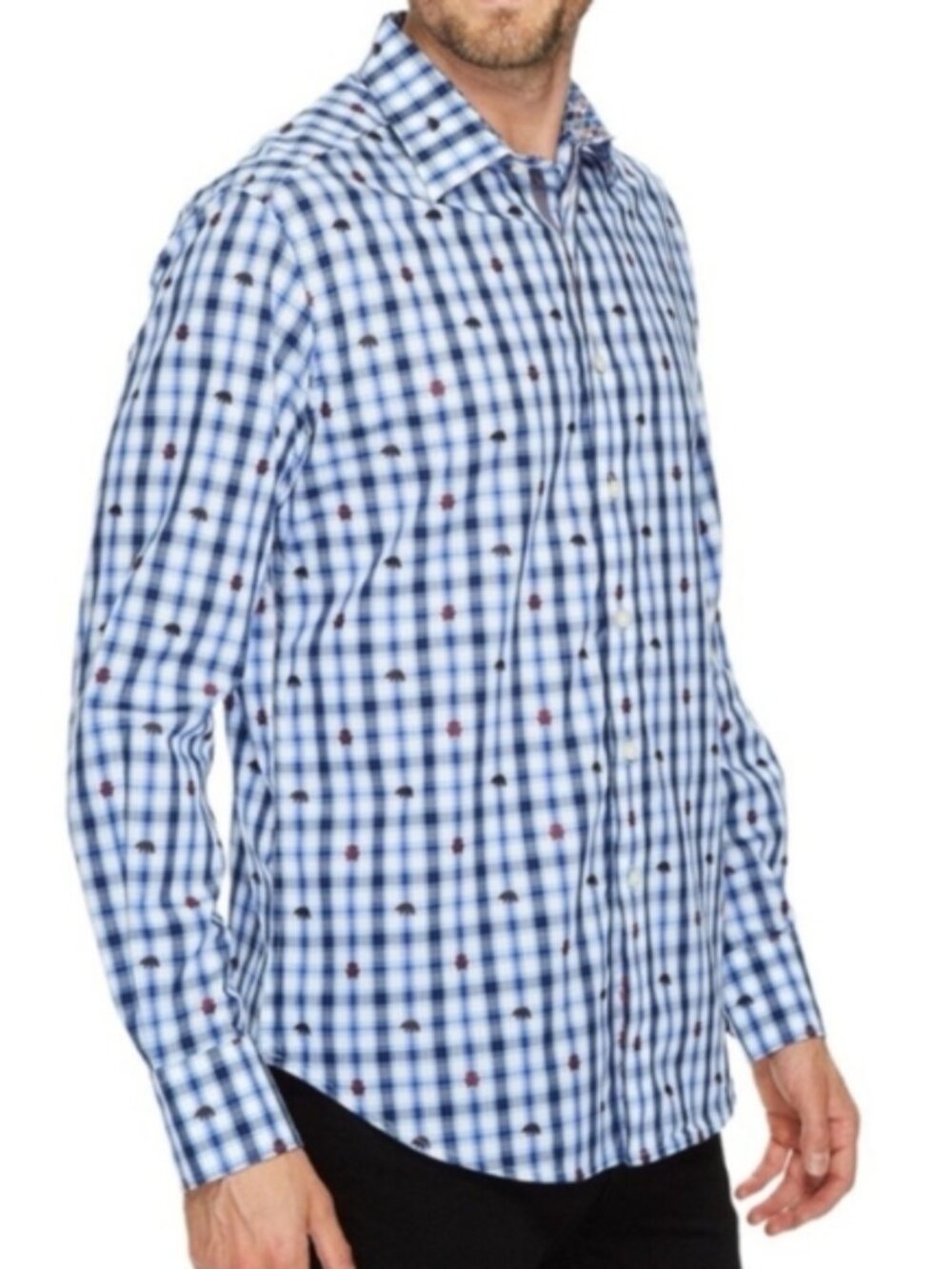 Robert Graham Catskills Plaid Bear Print Button Down Shirt Size Small Purple Top